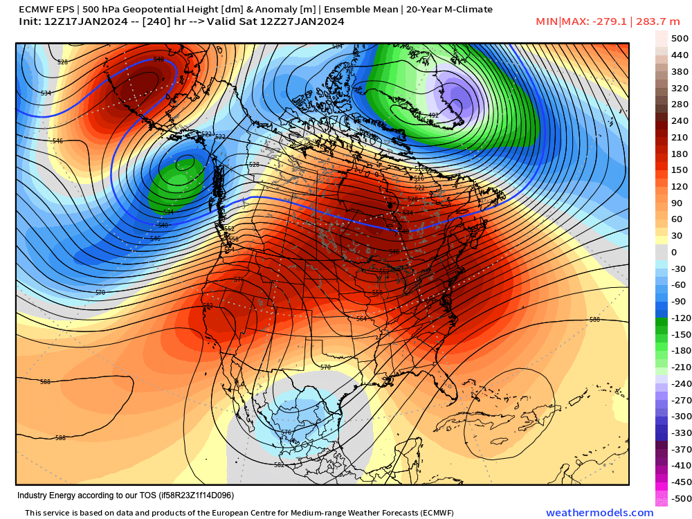 Model Volatility Discussion For January 18 2024 NY NJ PA Weather   14 Km EPS Global 500 HPa Height Anom 500 HPa Height Anom 240 23 